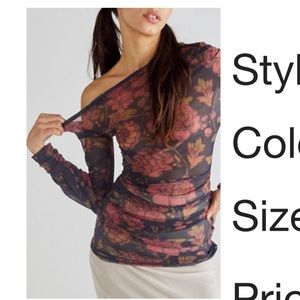 NWT! Free people Sheer off one shoulder floral print tunic size small